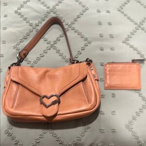 Aimee Kestenberg Tan Leather Shoulder Bag with Heart Accent